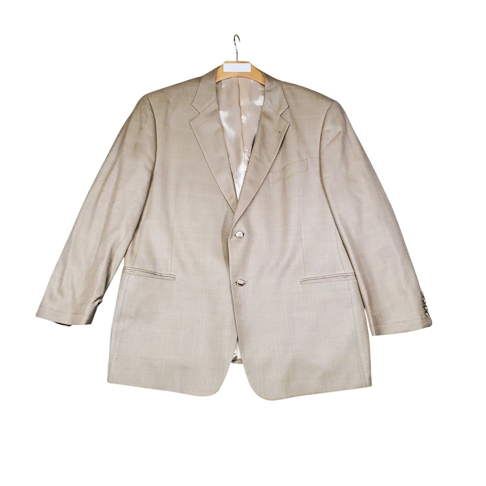 Joseph Abboud Mens 48R Blazer Tan Silk Wool Blend 2 Button Sport Coat USA Made